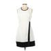 RACHEL Rachel Roy Casual Dress - Mini High Neck Sleeveless: Ivory Color Block Dresses - Women's Size Medium