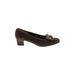 Salvatore Ferragamo Heels: Pumps Chunky Heel Classic Brown Print Shoes - Women's Size 9 1/2 - Round Toe