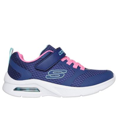 Skechers Girl's Microspec Max - Racer Gal Sneaker | Size 3.0 | Navy/Pink | Textile/Synthetic