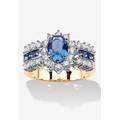 Women's .82 Tcw Blue Crystal And Cz Gold-Plated Ring by PalmBeach Jewelry in Gold (Size 7)