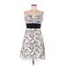 White House Black Market Casual Dress - A-Line Sweetheart Sleeveless: Ivory Print Dresses - Women's Size 6