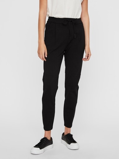 Jogger Pants VERO MODA "VMEVA", Damen, Gr. XXL, Länge 30, schwarz, Milano Rib, Obermaterial: 65% Viskose, 30% Nylon, 5% Elasthan, unifarben, loose fit 7/8-Länge, Hosen