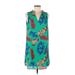 TABITHA WEBB TJX Casual Dress - Shift V-Neck Sleeveless: Teal Floral Dresses - Women's Size 6
