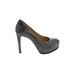 Gianni Bini Heels: Pumps Stilleto Cocktail Party Gray Snake Print Shoes - Women's Size 8 - Round Toe