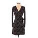 Topshop Casual Dress V Neck Long sleeves: Black Print Dresses - Women's Size 4