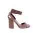 Shein Heels: Strappy Chunky Heel Casual Brown Print Shoes - Women's Size 6 - Open Toe