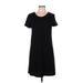 Gap Outlet Casual Dress - Shift Scoop Neck Short sleeves: Black Solid Dresses - Women's Size Medium