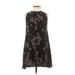 Free People Casual Dress - Shift Crew Neck Sleeveless: Black Floral Dresses - Women's Size X-Small