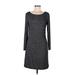 Ann Taylor LOFT Casual Dress - Sheath Scoop Neck Long sleeves: Gray Dresses - Women's Size Medium