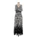 Calvin Klein Casual Dress - A-Line V-Neck Sleeveless: Black Floral Dresses - Women's Size 8