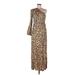 The Wolf Gang Cocktail Dress - A-Line One Shoulder 3/4 sleeves: Brown Leopard Print Dresses - Women's Size Medium