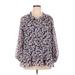 Tommy Hilfiger Long Sleeve Blouse: Purple Floral Tops - Women's Size X-Large