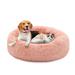 MoNiBloom Plush Cat Dog Bed Calming Doughnut Fur Cuddler Bed Pet Bed Round Fluffy Pet Cushion Pad Polyester in Pink | Wayfair A69-DB-001-36-PK