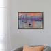 Longshore Tides Sunrise Impression On Canvas by Claude Monet Print Canvas in Blue/Gray/Indigo | 18 H x 26 W x 1 D in | Wayfair