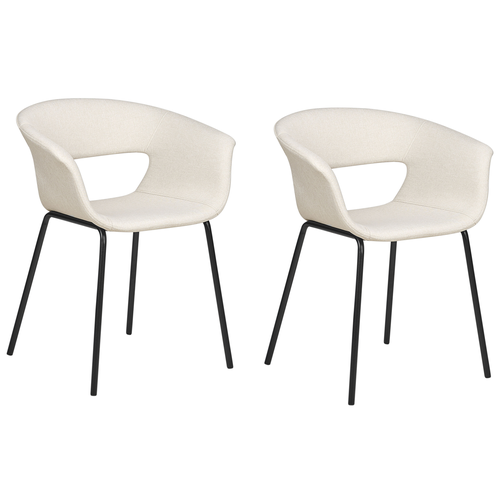 Esszimmerstühle 2er Set Hellbeige mit Schwarzen Beinen Modernes Design für Esszimmer Essbereich Küche Wohnzimmer