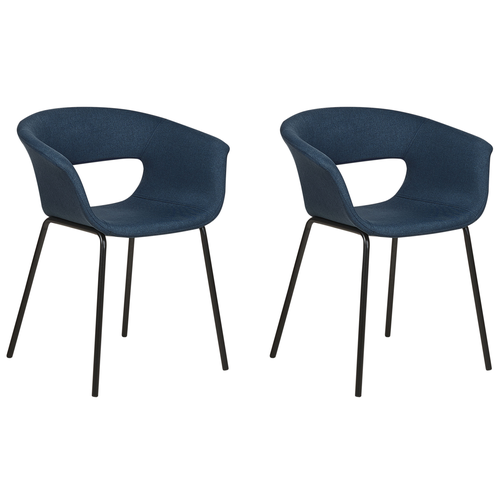 Esszimmerstühle 2er Set Dunkelblau mit Schwarzen Beinen Modernes Design für Esszimmer Essbereich Küche Wohnzimmer
