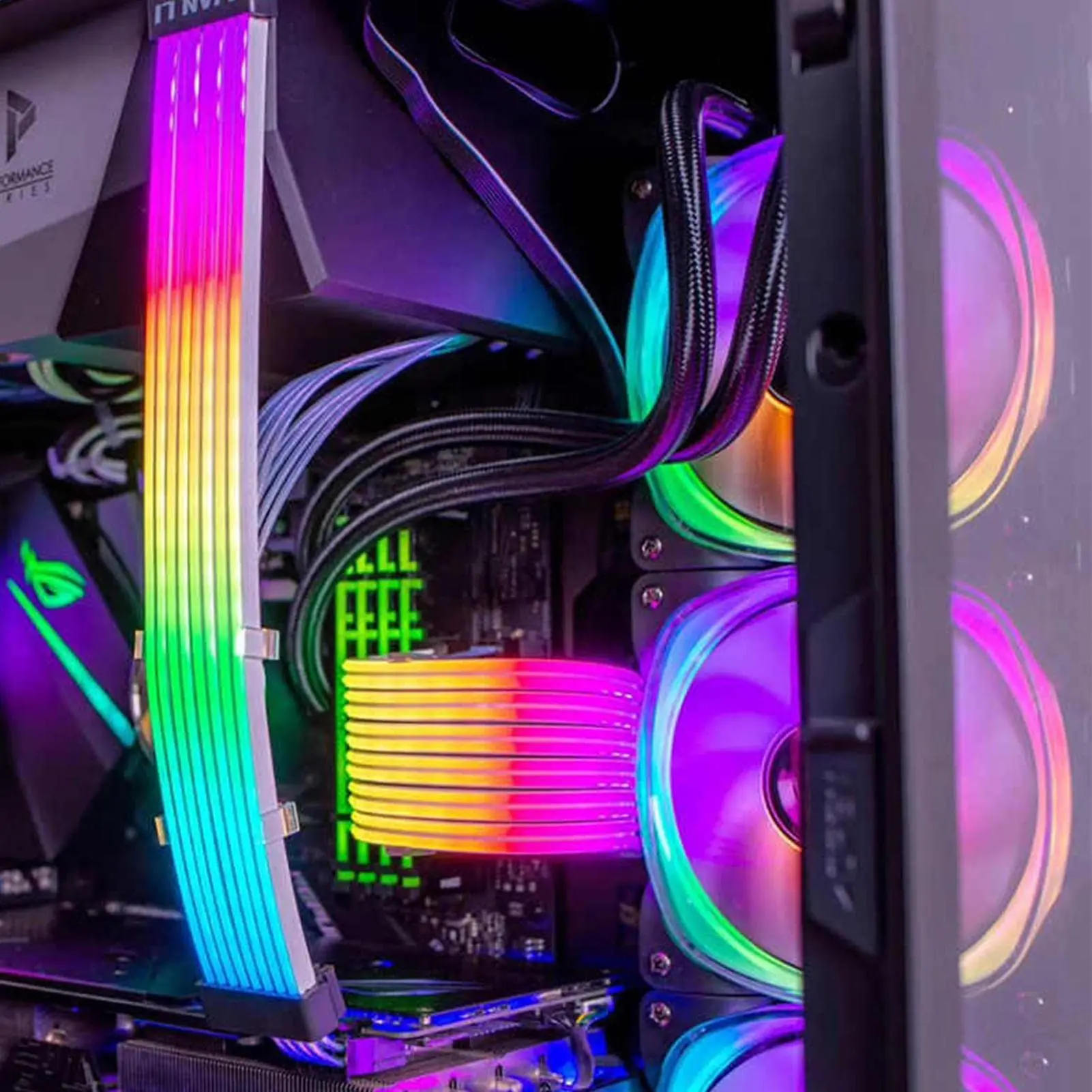 Scheda grafica Cavo di prolunga bagliore RGB da 8 pin 6 + 2 pin ARGB Linea di colori al neon Alimentatore PSU Cavo di prolunga scheda madre 24 pin