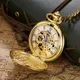 Stainless Steel Men Mechanical Pocket Watch Fashion Casual Skeleton dial Luxury Gold Hand Wind