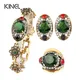 High Quality 2015 Fashion Gold Color Bridesmaid Green Jewelry Sets 2 Pieces Of Earring Bracelet For