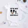 Disney Infant Bodysuits It's My Birthday Mickey Minnie Stitch Newborn Baby Romper Jumpsuit Outfits