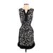 Ann Taylor Factory Casual Dress - Party V-Neck Sleeveless: Black Floral Dresses - Women's Size Small Plus