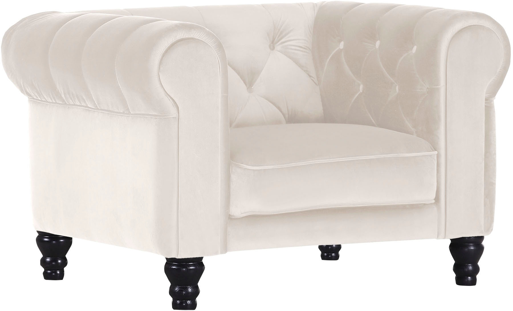 Chesterfield-Sessel GUTMANN FACTORY, beige, B:105cm H:75cm T:90cm, 100% Polyester, Sessel