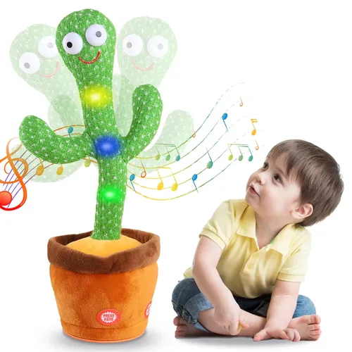 Kinder tanzen sprechende Kaktus spielzeuge singen nachahmende Aufnahme wiederholen was Sie sagen