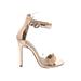 Liliana Heels: Gold Print Shoes - Women's Size 5 1/2 - Open Toe