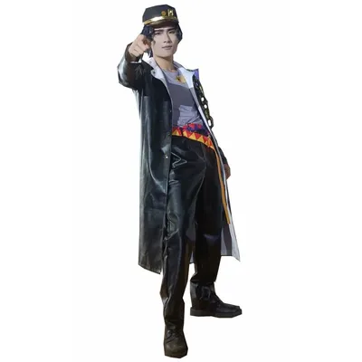 Kujo jotaro cosplay leder cosplay kostüm mantel und hut für halloween party kostüm 110 Image