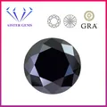 Top Natural Black Moissanite Stone 0.5-5.0ct 3Excellent Round Cut Lab Diamonds Pass Diamond Tester