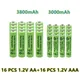 New 1.2V AA 3800mAh NI-MH Rechargeable Batteries+1.2 V AAA 3000 mAh Rechageable battery NI-MH