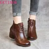 oo Frühling Herbst Frauen Stiefel Aus Echtem Leder Dicken Absätzen Stiefeletten Für Frauen Schuhe