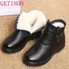 GKTINOO Solid Black Frauen Schnee Stiefel Klassische Plüsch Winter Schuhe Weibliche Stiefeletten Plus Größe 35-43 Damen Leder booties