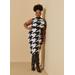 Plus Size Houndstooth Midi Sweater Dress