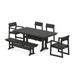 POLYWOOD EDGE 6-Piece Farmhouse Dining Set With Trestle Legs in Black