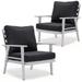 34.25 x 30.31 x 33.66 in. Walbrooke Outdoor Patio White Aluminum Armchairs with Cushions Charcoal - Set of 2