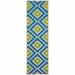 2 x 8 ft. Sand Geometric Stain Resistant Indoor & Outdoor Rectangle Area Rug - Blue and Beige - 0.07in. H x 26.77in. W x 90.55in. D