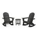 POLYWOOD Vineyard Curveback 3-Piece Adirondack Rocking Chair Set in Black