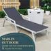 32.44 x 21.65 x 21.65 in. Marlin Modern White Aluminum Outdoor Patio Chaise Lounge Chair with Arms & Square Fire Pit Side Table Perfect Black