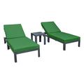Chelsea Modern Outdoor Chaise Lounge Chair with Side Table & Cushions Green - Set of 2