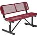 4 ft. Outdoor Steel Bench with Backrest & Expanded Metal - Red
