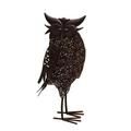16.7 in. Steel Indoor & Outdoor Animal Garden Owl Metal Bird Sculpture Statue with Solar Light & Ground Stake Hammer Tone Bronze