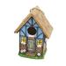 8.2 in. Resin Blue Cottage Bird House