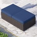 YPZBBOOM 2 Pieces Wide Outdoor Rattan Sectional Sofa with Cushions - Small Patio Wicker Set (2 - Person Seating Group Navy Blue)