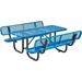 6 ft. Rectangular Outdoor Expanded Metal Picnic Table with Backrests Blue