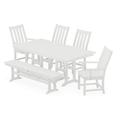 POLYWOOD Vineyard 6-Piece Farmhouse Dining Set with Bench in White