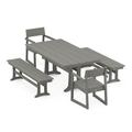 POLYWOOD EDGE 5-Piece Farmhouse Dining Set With Trestle Legs in Slate Grey