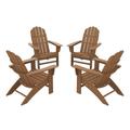 POLYWOOD 4-Piece Vineyard Curveback Adirondack Chair Conversation Set in Teak