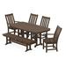 POLYWOOD Vineyard 6-Piece Dining Set with Bench in Mahogany