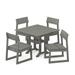 POLYWOOD EDGE 5-Piece Farmhouse Trestle Side Chair Dining Set in Slate Grey